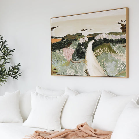 Seaside Spring Meadow Framed Canvas