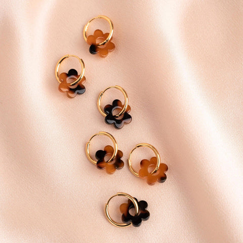 Small stainless steel brown flower hoops