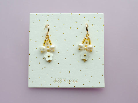 Pearl Flower Dangle Earrings