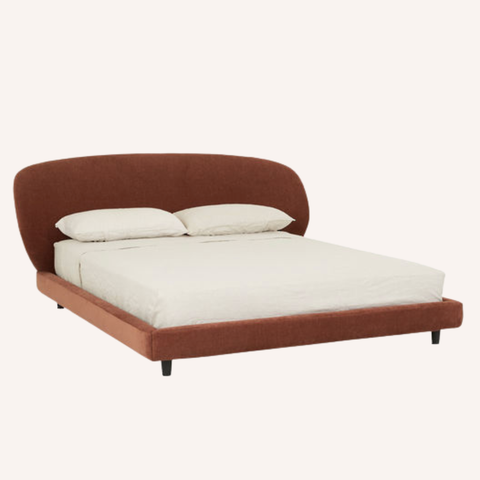 Mondo Bed in Rose boucle, front view