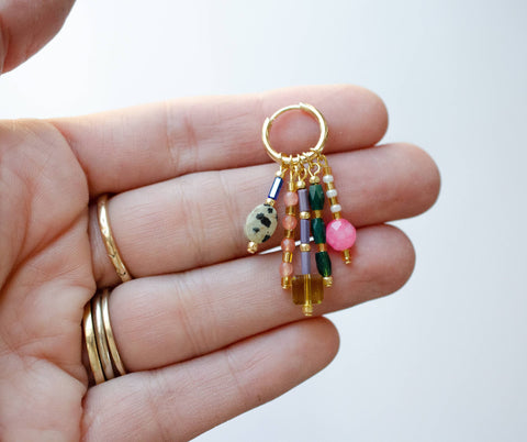 Beaded Charm Dangle Earrings