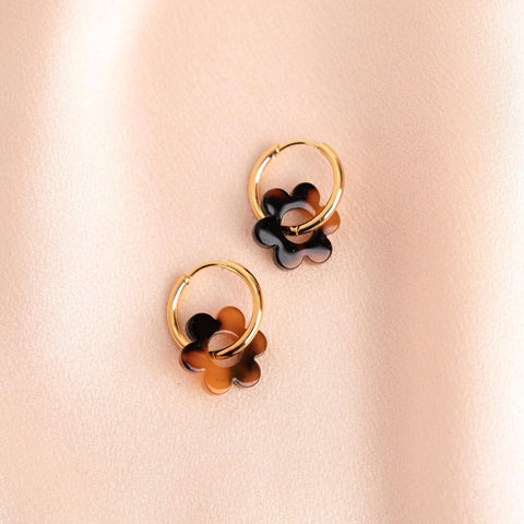 Small stainless steel brown flower hoops
