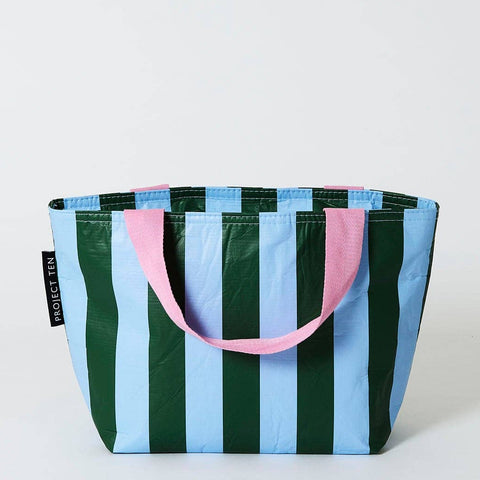Mini Tote – Green Blue Stripe