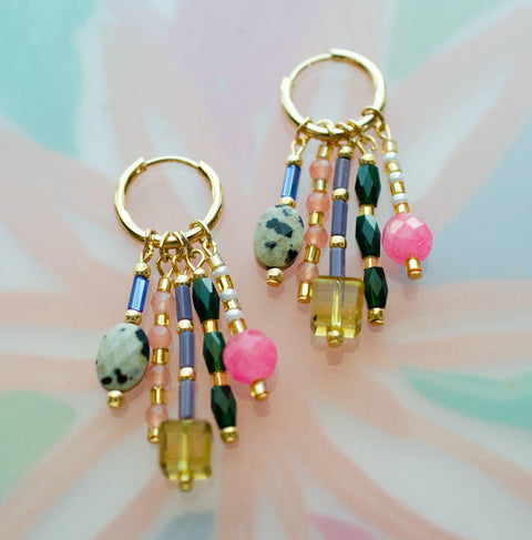 Beaded Charm Dangle Earrings