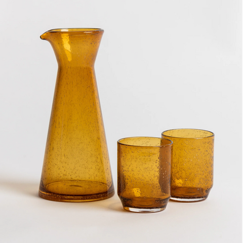 Adios Tumbler amber mouth-blown spot pattern drinking glass