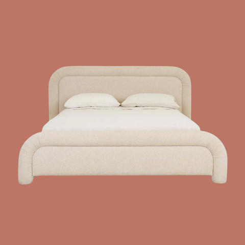 Alexis curved bed ecru wheat colourway, front view