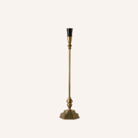 Antique Hexagon Lamp Base in aluminium, faceted silhouette
