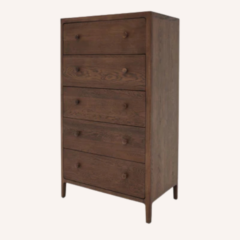 Arden high dresser alternate angle showing slim profile and drawer configuration