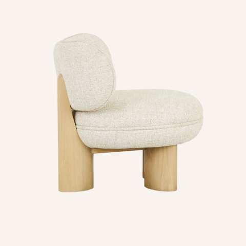 Arturo Vanilla chair side profile showing puffed backrest and seat depth