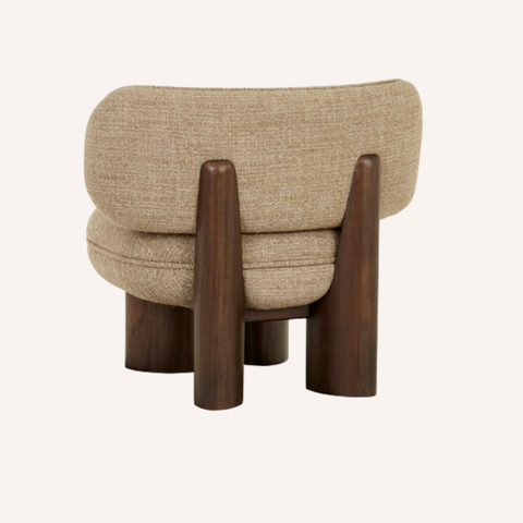 Arturo chocolate chair side profile showing puffed backrest and seat depth