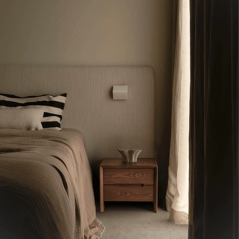 Ash Bedside Table styled in situ