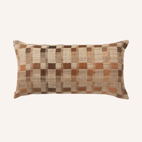 August lumbar cushion alternate view showing natural lustre and texture of wool-silk weave