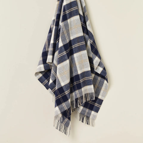 Bannochburn Silver Merino Throw folded flat on white background