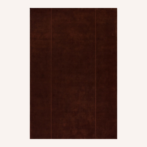 Bastion Claret Rug, loom-knotted wool with stitched linear accents