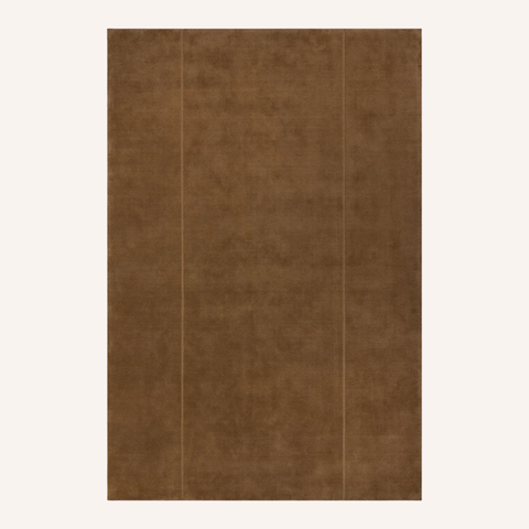 Bastion Hazelnut Rug, loom-knotted wool with stitched linear accents
