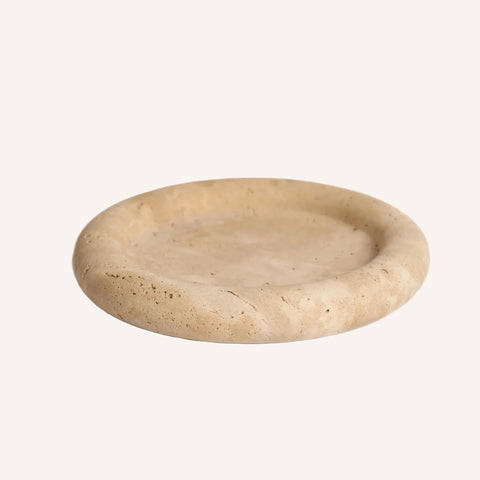 Bay Round Tray in Light Travertine