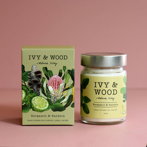 Bergamot & Banksia Soy Candle in gift box