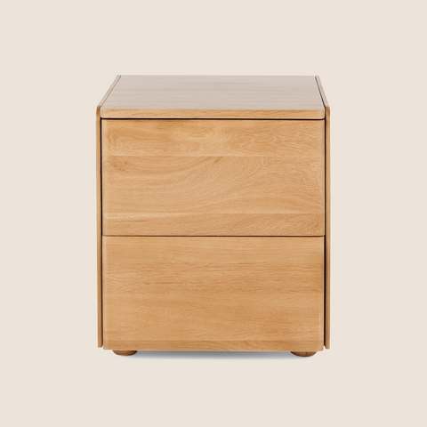 Betty bedside table in Natural Oak without marble top, front view