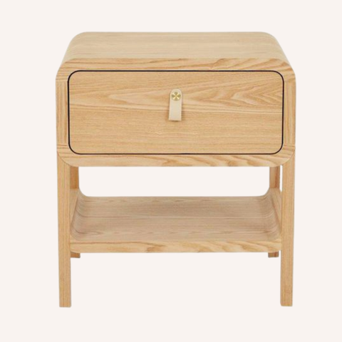Charlie Bedside Table in Natural Ash, front view