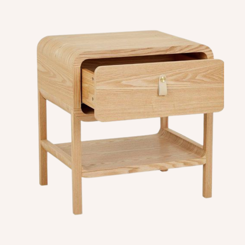 Charlie Bedside Table in Natural Ash, open drawer