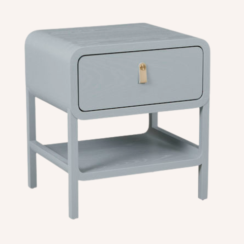 Charlie Bedside Table in Dusty Blue, full view