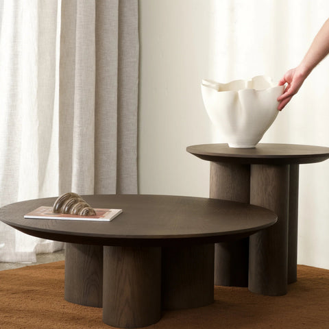 Close-up of Eva Vase curved silhouette and hand-finished matte texture