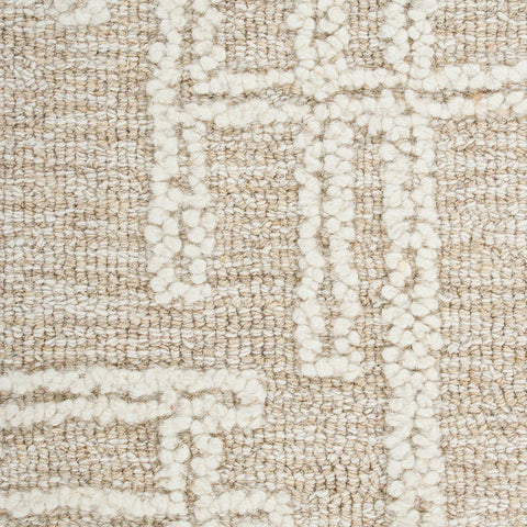 Close-up of Vista rug raised geometric pattern and marled natural wool base