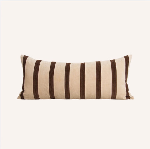 Close-up of cotton velvet and corduroy texture on the Heffey cushion