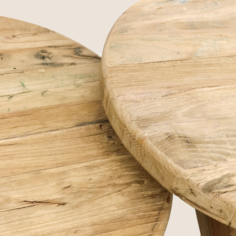 Close-up of traditional mortice joint and elm grain detail on the Katrina table
