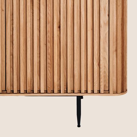 Close-up of vertical strip panel detail on the Pete Sideboard in Natural