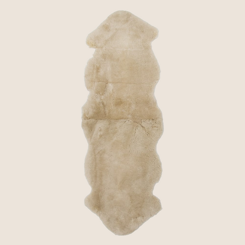 Double sheepskin throw in Shorn Natural Honey colourway, full view