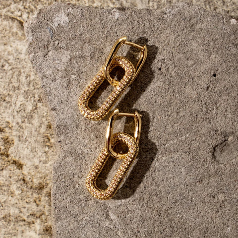 The Madison gold-plated drop earrings with stone-set detail