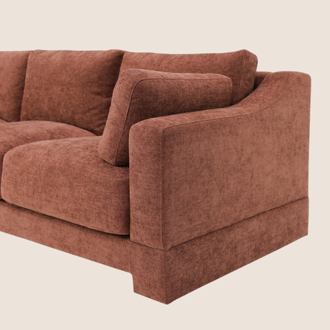 Ember 3-seater sofa side profile showing timber plinth base