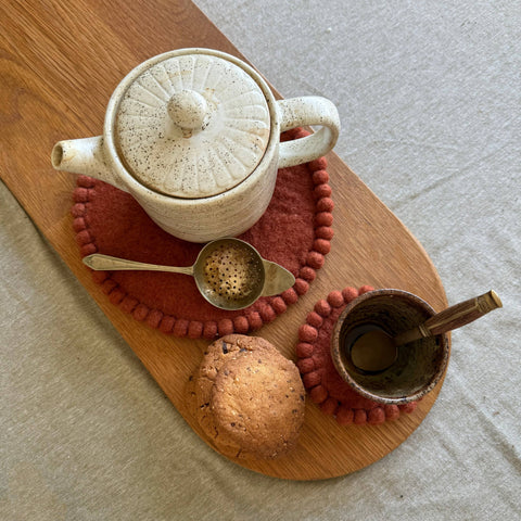 Felt coaster set gift packaging — housewarming or birthday gift idea