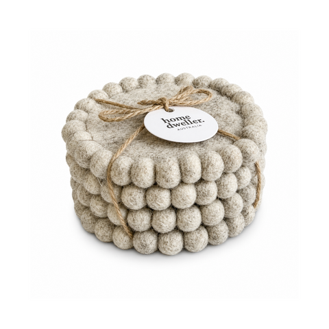 Felt coaster set in cloud colourway, handcrafted from New Zealand wool — Curated Wānaka