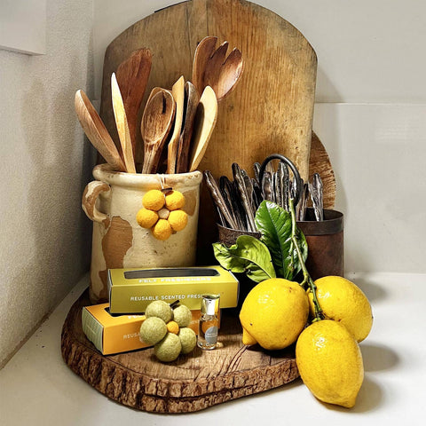 Felt flower freshener hanging in a wardrobe — unique gift idea for him