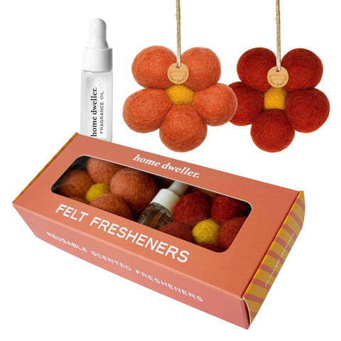 Felt flower freshener in Flower Garden scent, handcrafted from New Zealand wool — Curated Wānaka