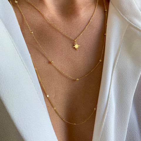 Fine Triple Row Star Necklace