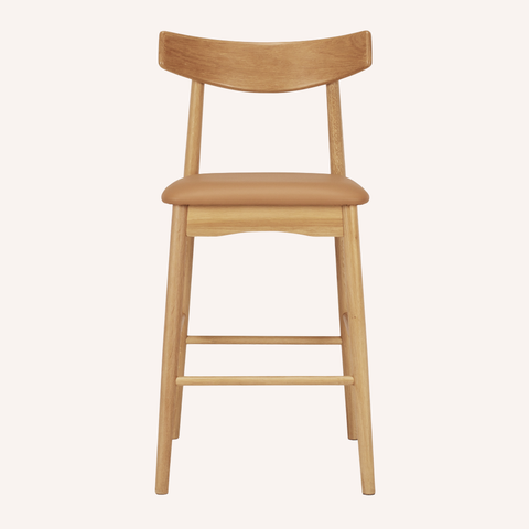 Freddie barstool PU leather and oak frame