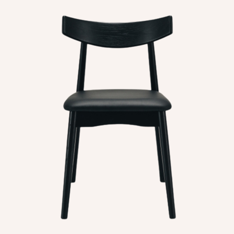 Freddie dining chair front view showing clean sculptural frame
