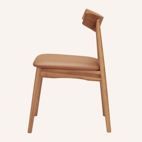 Freddie dining chair side profile showing hardwood frame and seat height