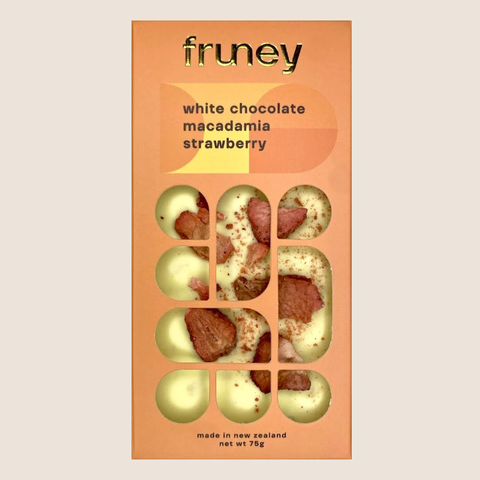 Fruney White Chocolate Macadamia and Strawberry Bar