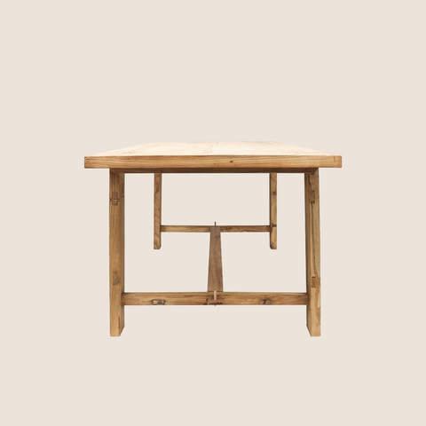 Gia dining table 220cm front view showing reclaimed elm grain