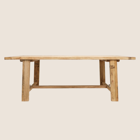 Gia reclaimed elm dining table 180cm styled in a dining room setting