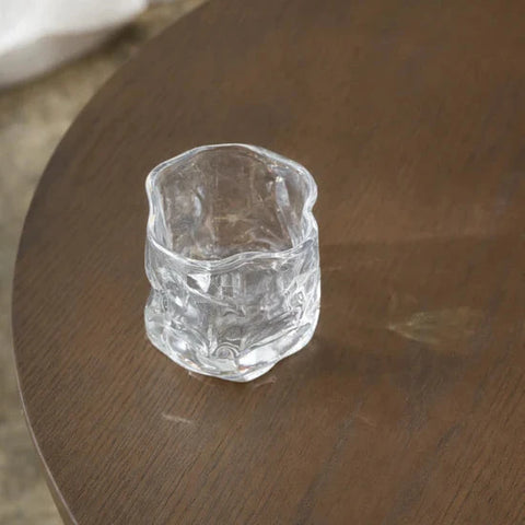 Gordon tumbler clear glass alternate angle showing spot pattern within glass