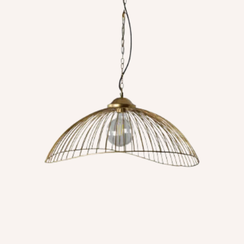 Havana Pendant in antique brass and iron, sculptural silhouette