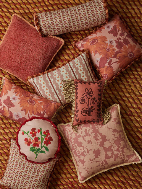 Marigold Rose Linen Cushion