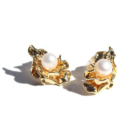 Ruched Pearl Earrings