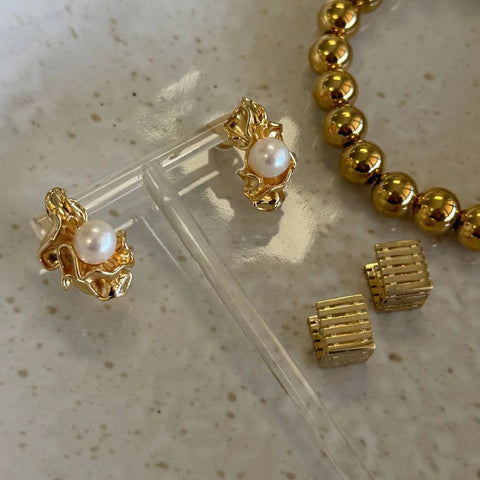 Ruched Pearl Earrings
