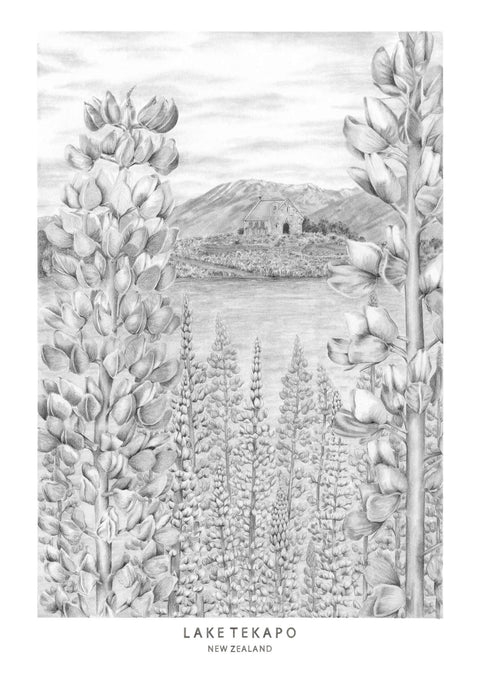 Lake Tekapo B & W Print